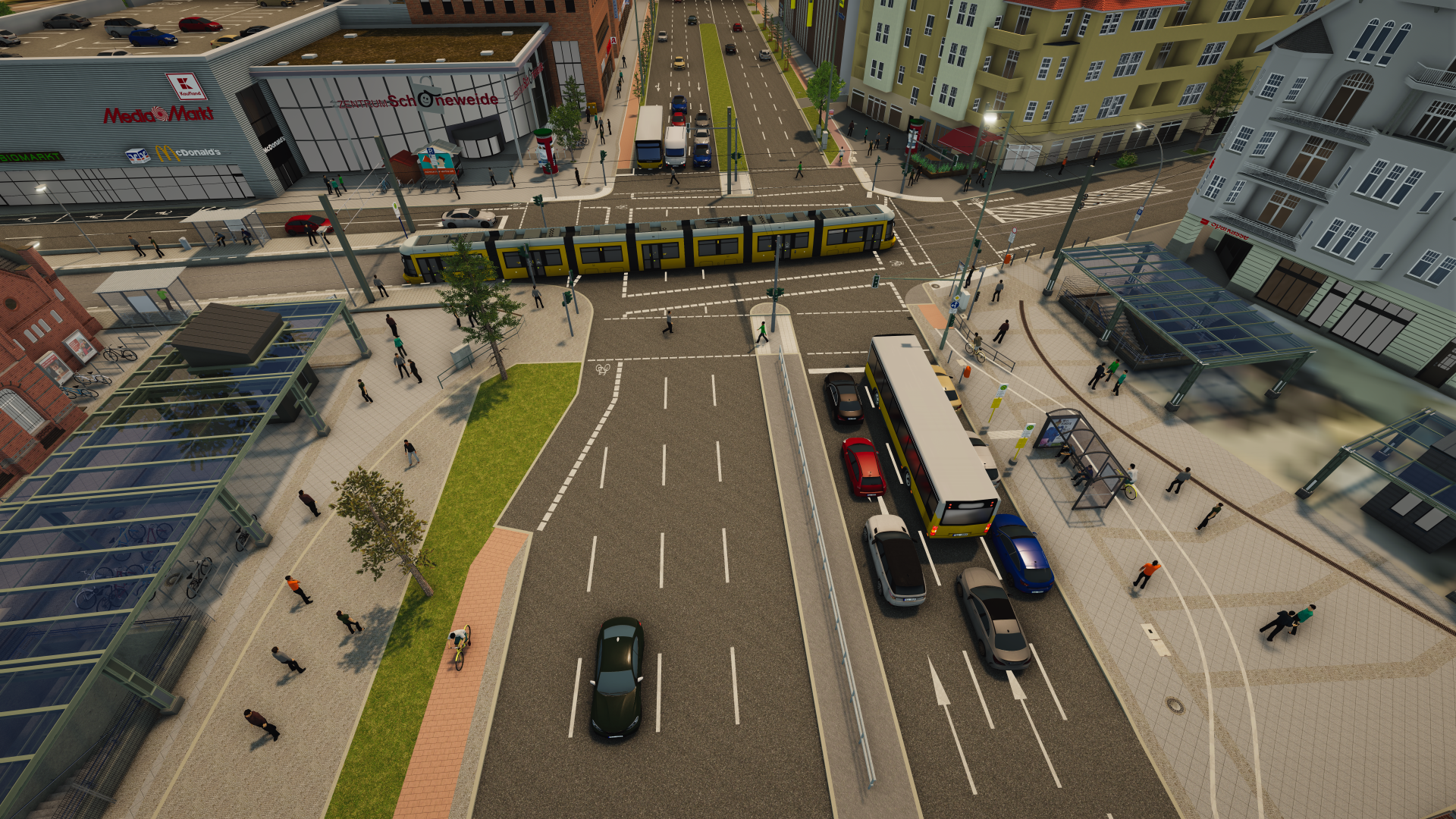 Visualisierung: LocLab (Blick auf die Kreuzung Michael-Brückner-Straße/ Brückenstraße am S-Bhf Schöneweide)
